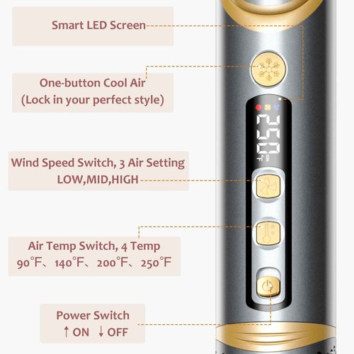 Hair Dryer Brush Hair Styler: 5 in 1 Air Styling & Drying System, 110,000 RPM Auto Air Wrap Hot Air Brush Set for Fast Drying, Curling Volumizing Smoothing&Styling, Detachable Oval Brush, Concentrator