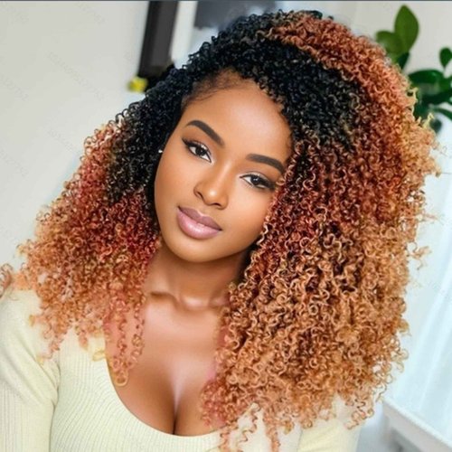 Yanky Twist Crochet Hair Pre Looped 16 Inch Pre-twisted Fluffy Curly Braiding Hair Senegalese Twist Braids Natural Bohemian Brown Blonde Ombre Crcochet Hair for Black Women