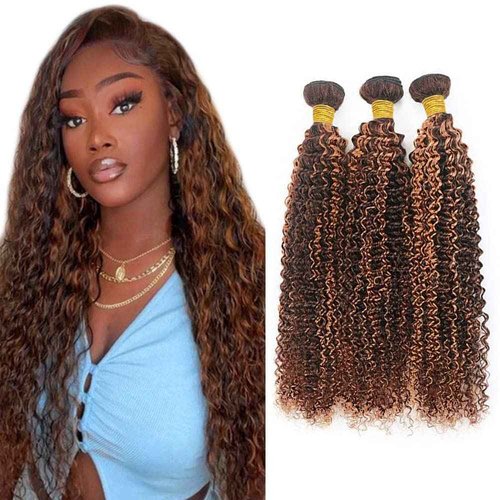 Habiliana Bundles Human Hair 16 18 20 Inch Jerry Curly Wave P4/30 Human Hair Bundles 11A Unprocessed Brazilian Virgin Quick Weave Hair Extensions for Black Women