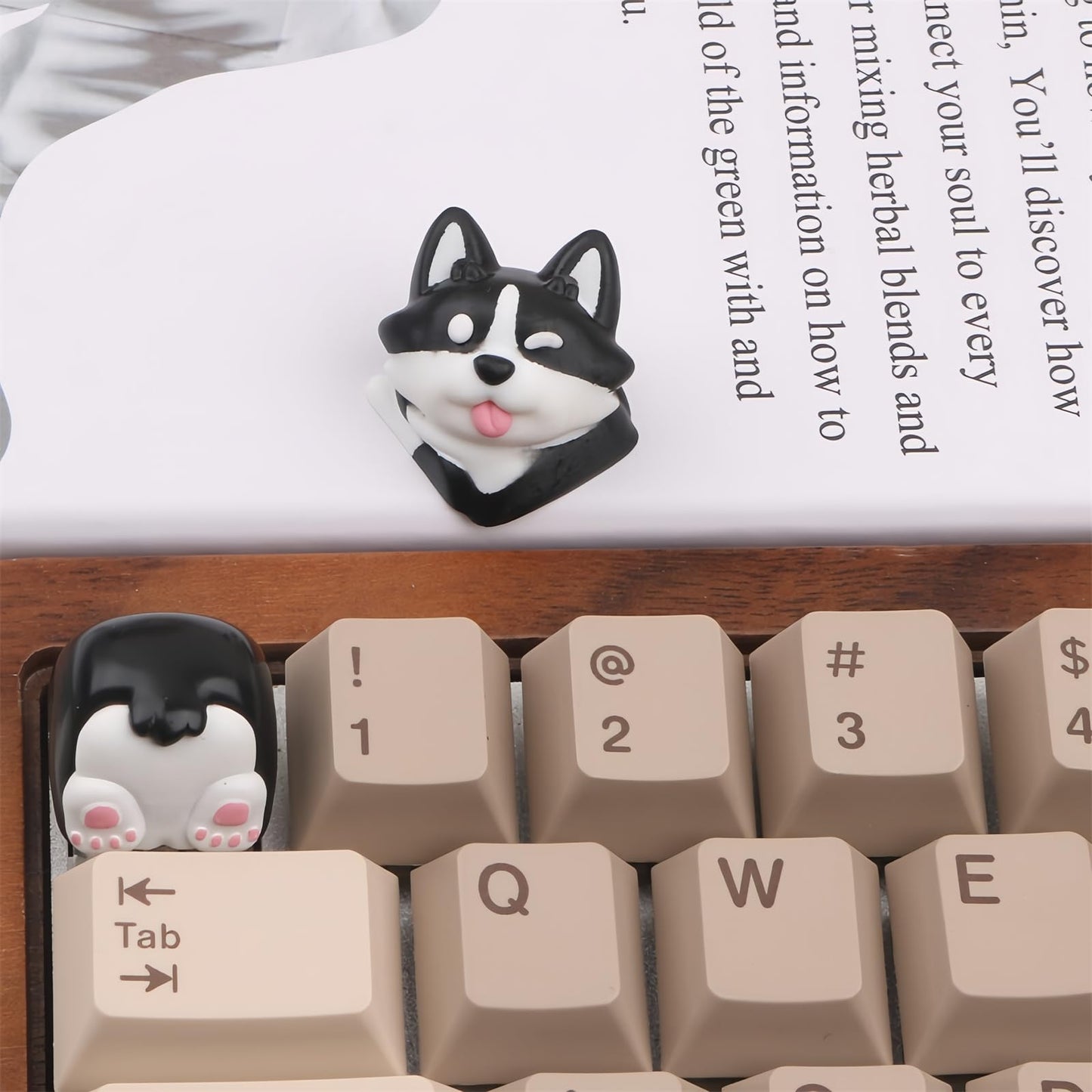 ZMX Artisan Keycap,Cute Dog Keycaps Custom Keyboard Keycaps Kawaii Cartoon Resin Key Cap for Cherry MX Switches Mechanical Gaming Keyboard Personalized Novelty Anime Replacement R4 Keycap (Black-Dog)