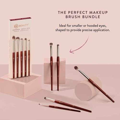 BK BEAUTY - BRUSH SET FOR HOODED OR SMALLER EYES (5PC) - Eyeshadow Brush Set for Blending, Smudging & Defining Eyeshadow and Eyeliner | Premium Eye Makeup Brushes for Precise Application
