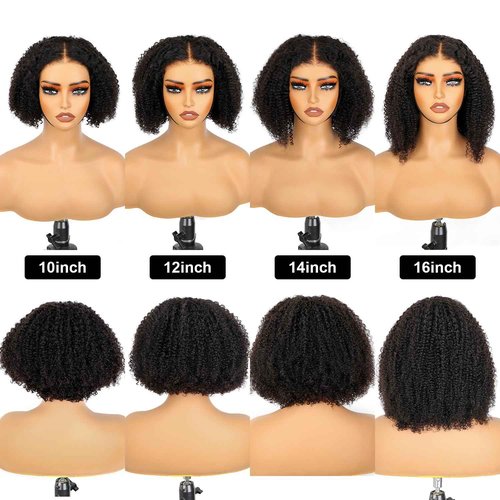AOFEER Curly Bob Wig Human Hair Glueless Wigs Human Hair Pre Plucked Pre Cut Bleached Knots 6x4 HD Lace Front Wear and Go Glueless Wig Human Hair 200% Density Short Curly Bob Wigs for Women 14 Inch