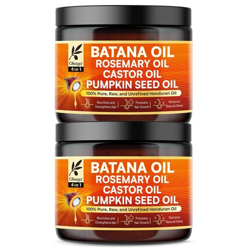 Batana Oil for Hair Growth, All-in-One Blend with Batana, Rosemary, Castor & Pumpkin Seed Oils, Pure & Unrefined, Softens, Smooths, Strengthens, Adds Shine, Clean Beauty for All Hair Types (2PK)