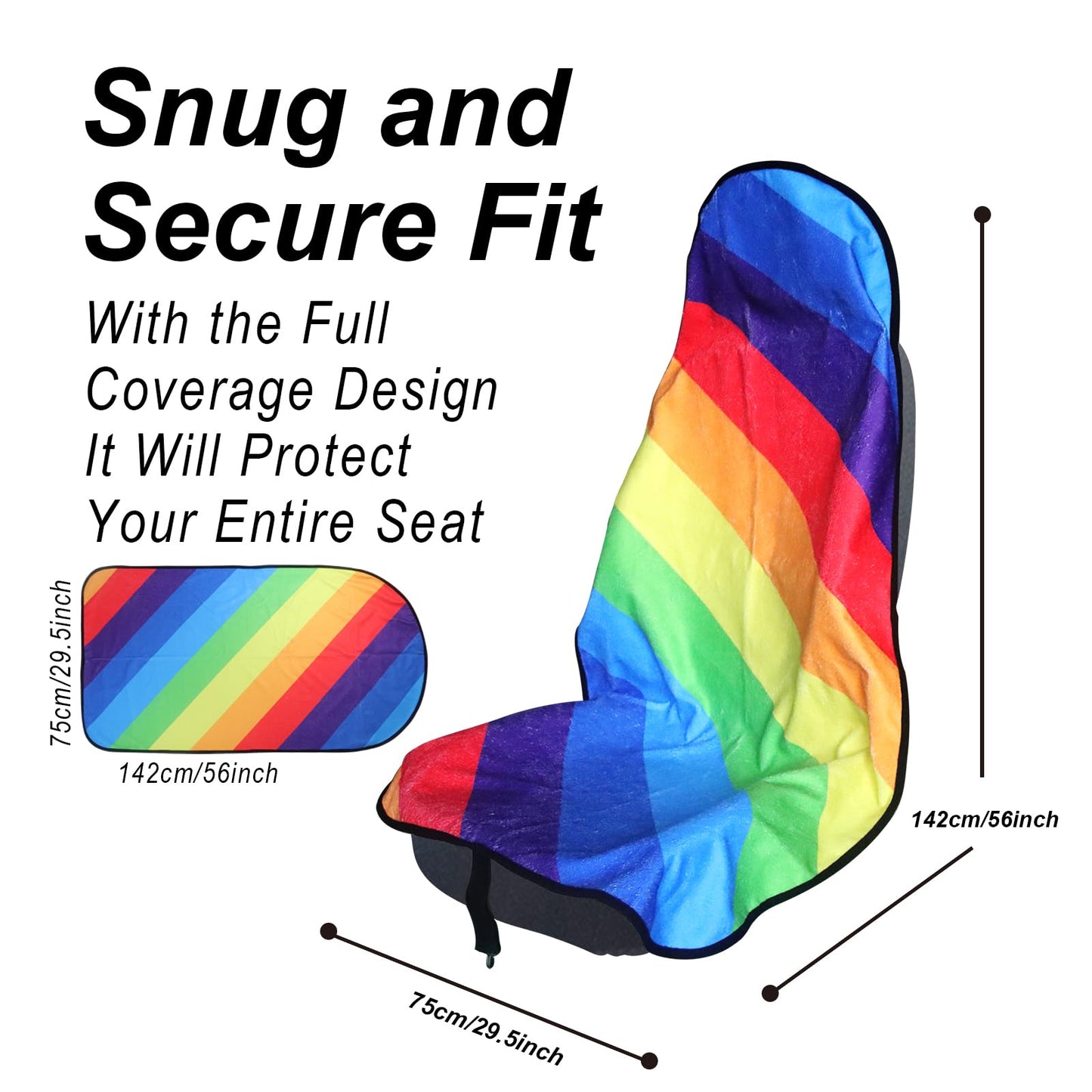 LoyaGour Car Seat Cover Protector Front Seats,for Gym Workout,Running,Swimming,Beach and Hiking,Waterproof Sweat Towel Bucket Seat Covers for Cars SUV Trucks (Rainbow, 1Pcs)
