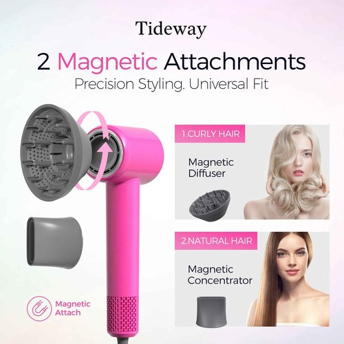 Tideway Hair Dryer, Blow Dryer with Diffuser High-Speed Plasma Ionic Low Noise for Fast Drying, Travel Hair Dryer for Women and Man, Curly/Wavy & Long/Thick Color-Treated Hair H11