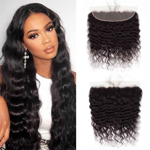 Loose Wave 13x4 Ear to Ear Lace Frontal Closure 100% Unprocessed Brazilian Virgin Human Hair Lace Frontal Closure Bleached Knots 180% Density Pre Plucked With Baby Hair Natural Color (22 Inch)