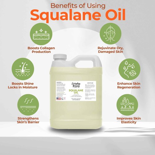 Squalane Oil Bulk- 32 oz 100% Pure & Natural Plant Derived Facial Oil - Cold Pressed and Unrefined Premium Grade Multipurpose Moisturizing Oil For Skin and Hair