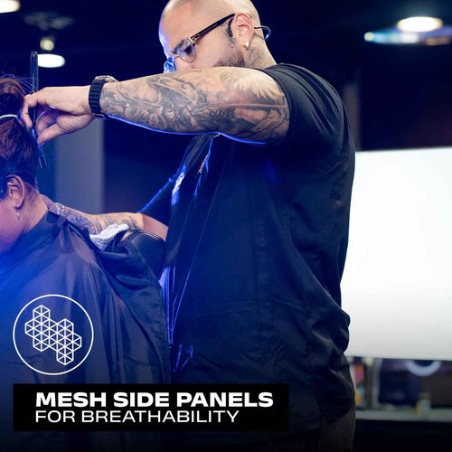 Barber Strong Barber Jacket, Men's Black, Hair Repellent, Lightweight and Breathable Vented Side Panels, Features Easy Hair Removal and 2-Way Zipper Closure, XL, Great for Pet Grooming