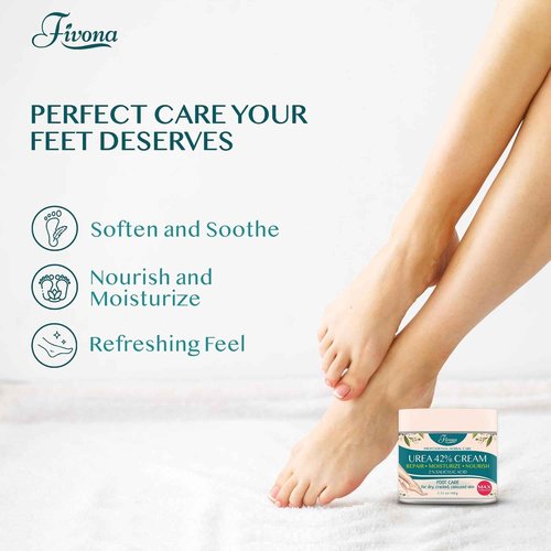 Fivona Foot Care Kit 4 in 1 - Foot Soak Blend with Epsom Salt, Tea Tree and Essential Oils - Collapsible Foot Soak Basin - 42% Urea Cream for Hard, Calloused Skin - Dual Action Foot File
