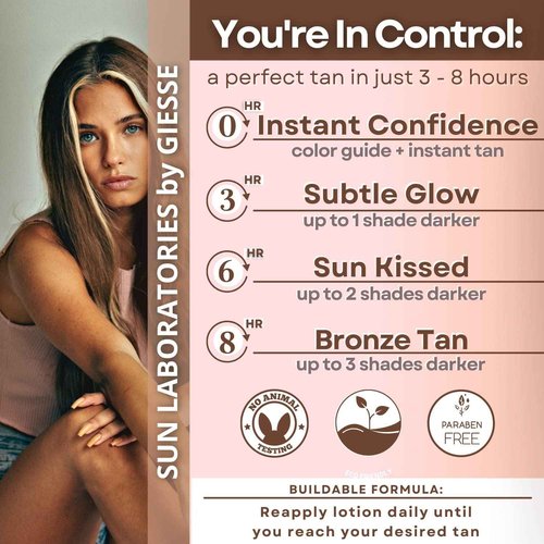 Sun Laboratories By Giesee Dark Sunsation Self Tanning Lotion 8 oz 2 Pack with Tanning Mitt - Organic Self Tanner, Sunless Tanner, Sun Labs Very Dark Tanning Lotion, Self Tanner with Mitt