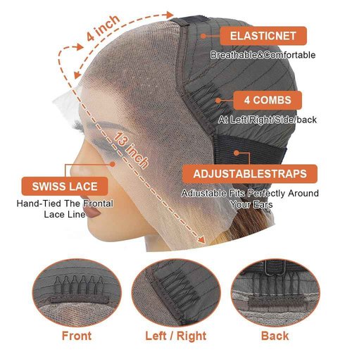 vivehebe Ombre Lace Front Wig Human Hair 26Inch Highlight Wig Human Hair 13x4 HD Transparent Body Wave 180% Density Honey Blonde Human Hair Wigs for Women Pre Plucked