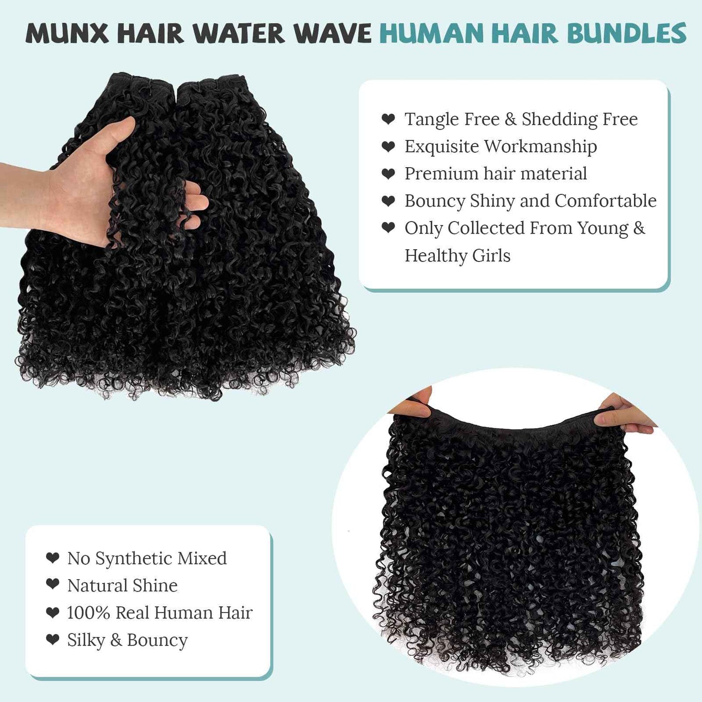 Human Hair Bundles 14 16 18 Inch 3 Bundles Unprocessed Messy Burmese Curly Raw Hair Extension Real Human Hair 15A Natural Color Water Wave Human Hair Weft Extensions Full Ends