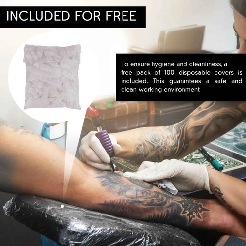 SOFITA Tattoo Arm Rest Stand + [100 Disposable Arm Rest Covers]. Ultimate Tattoo Equipment. Adjustable Height and Tilt. High Density Leather Pad. Tattoo Kit (XLarge+Rack)