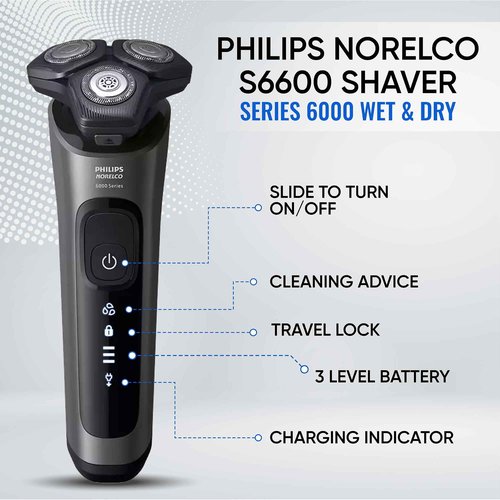 Philips Norelco Electric Shavers for Men, Rechargeable Wet/Dry Electric Shaver with SenseIQ Technology, Cordless Electric Razors for Men with Pop-up Trimmer, Travel Case