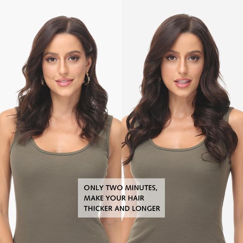 Rose bud Clip in Hair Extensions Real Human Hair 7Pcs 16Clips 18Inch 150g Natural Thick Hair Extensions Human Hair Dark Brown