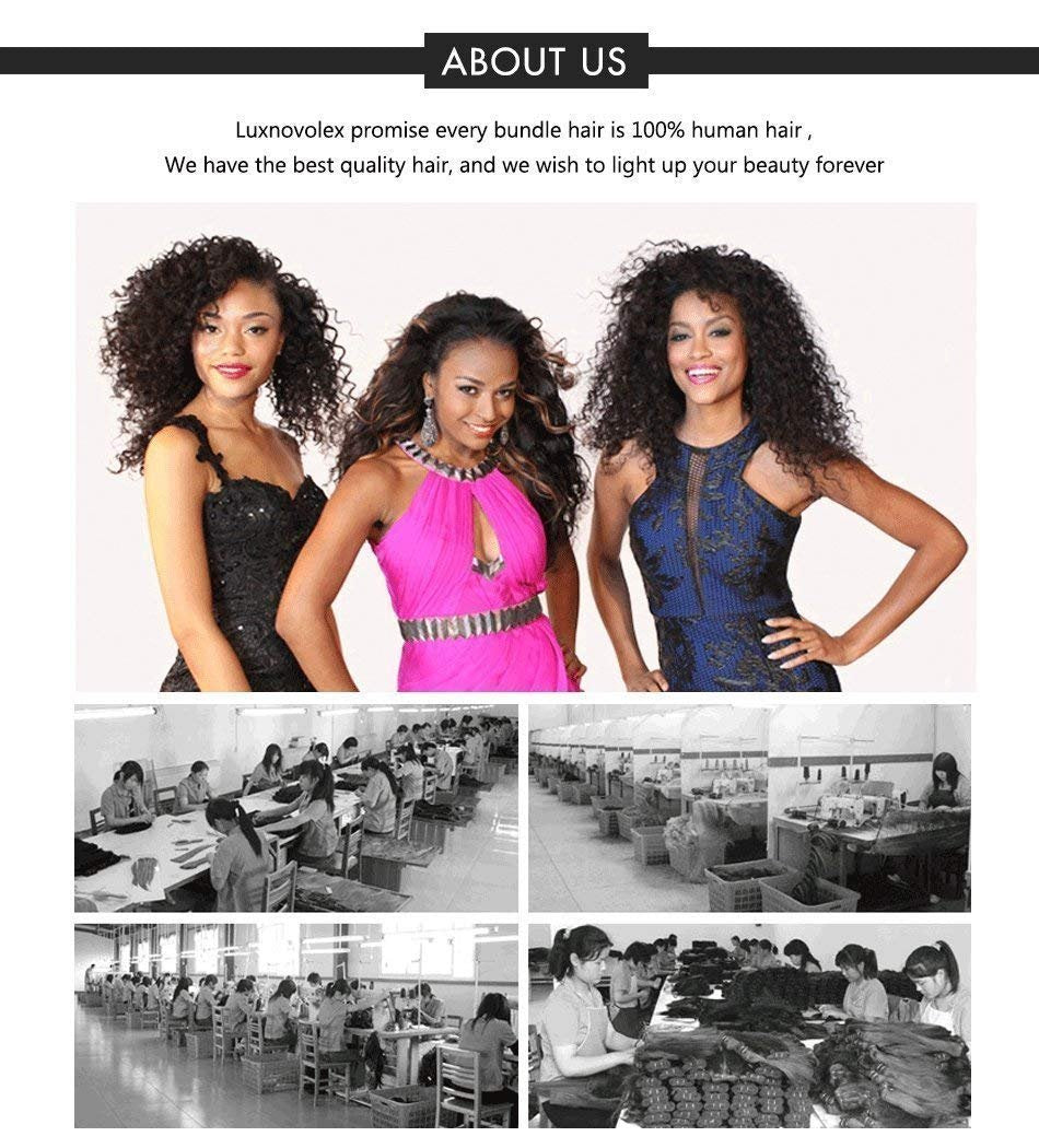 Luxnovolex Curly Bundles Human Hair Brazilian Kinky Curly Virgin Hair 18 inch 3 Bundles 9A Grade Unprocessed Remy Virgin Curly Human Hair Weave Extensions with Natural Black Color