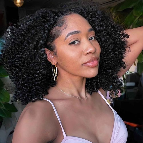 yosly Half Wig Human Hair 3 In 1 Kinky Curly Half Wig Glueless Wigs Human Hair Seamless Flip Over Invisible Hairline Wear Go Beginner Friendly Curly Half Wigs for Women 16 Inch