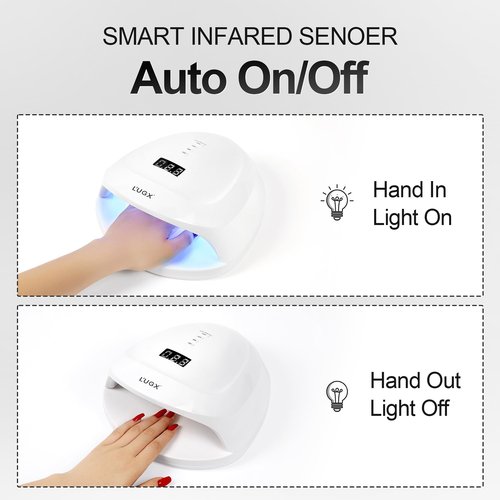 L'UGX Rechargeable UV LED Nail Lamp, 60W Nail Lamp Professional Nail Dryer with 4 Timer Setting, UV Light for Gel Nails, Perfect for Salon & Home