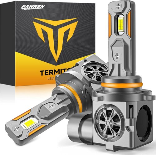 Termitor Latest 9005/HB3 Light Bulbs, 40,000LM 900% Ultra Brightness, 1:1 Halogen Size, 6500K Cool White, 10-Year Long Service Life Fog Light with Cooling Fan, Plug and Play, Pack of 2