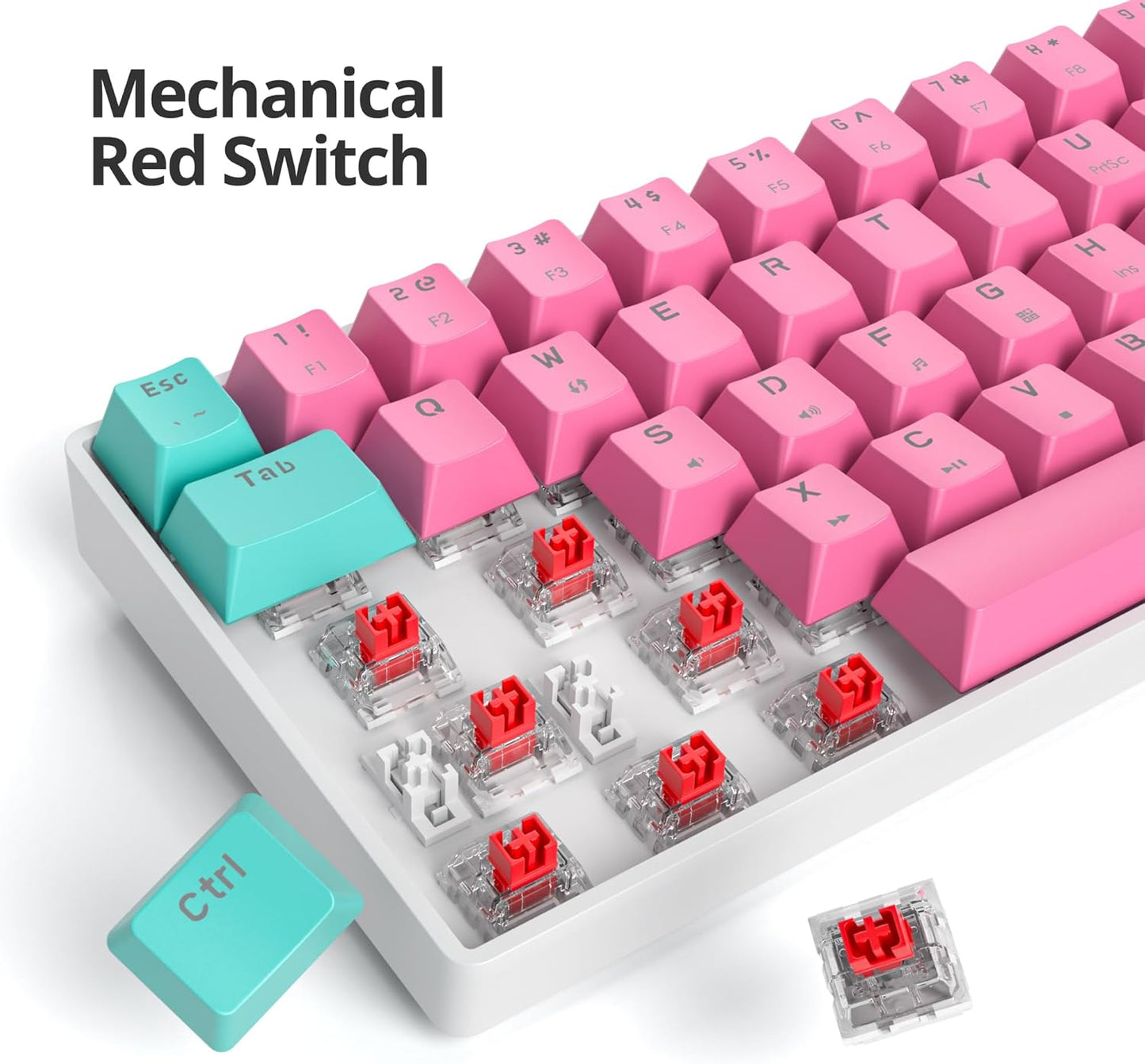 60 Percent Gaming Keyboard 61 Keys Wired Mechanical Keyboard Ultra Compact Key Board Red Switch LED Backlit for Windows Laptop Gamer