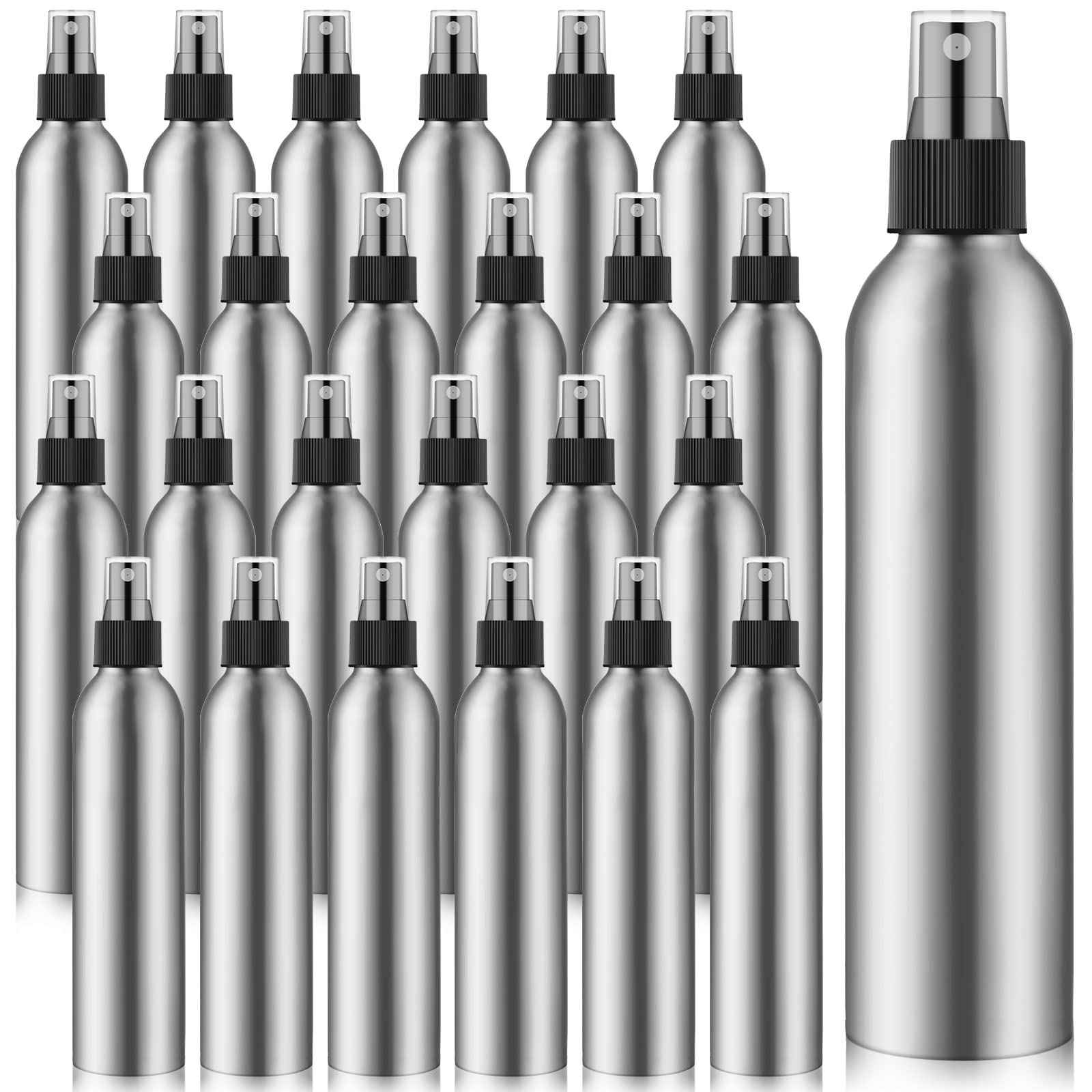 Irenare 24 Pcs Small Spray Bottles Aluminum Fine Mist Spray Bottles Bulk Metal Essential Oil Storage for Perfume Toner Liquid Refillable Pump Vials Atomizer Containers for Room Travel(8 Oz)