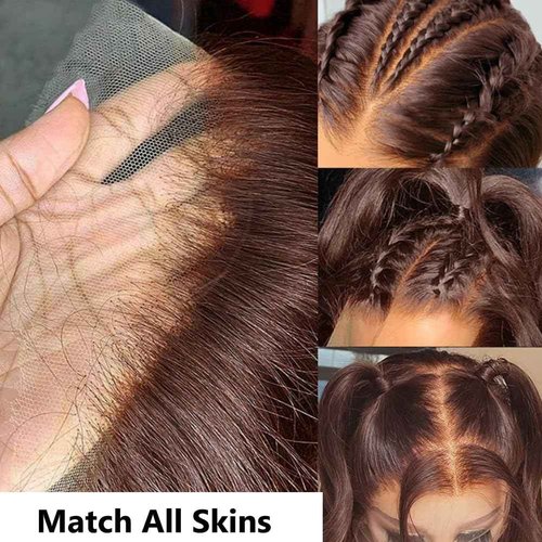 Lace Front Wigs Human Hair Chocolate Brown 13x4 Body Wave Transparent Lace Frontal Wigs for Black Women Human Hair with Baby Hair Pre Plucked For Black Women 180 Density 24 Inch