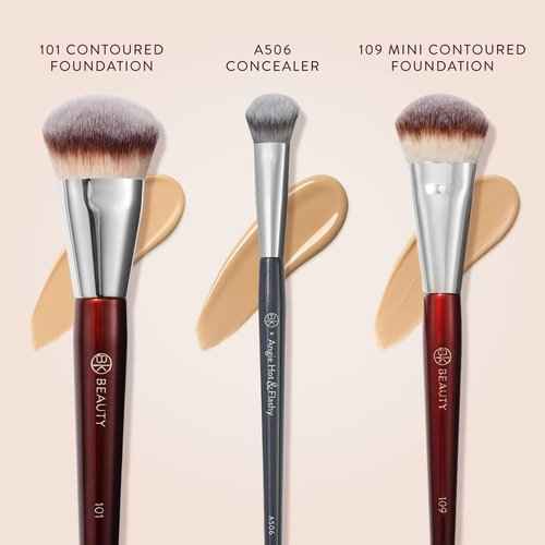 BK Beauty Brushes Set - A506, 109 & 101 Concealer, Contoured Foundation, and Mini Foundation Brushes - Essential Makeup Brush Trio for Flawless Application