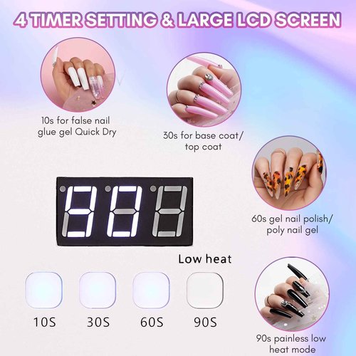 Makartt Rechargeable UV LED Light with Gel Top Coat Kit Bundle, Cordless Nail Lamp Aurora 36W Professional Nail Dryer, Soak Off UV LED Gel Nail Polish Top Coat