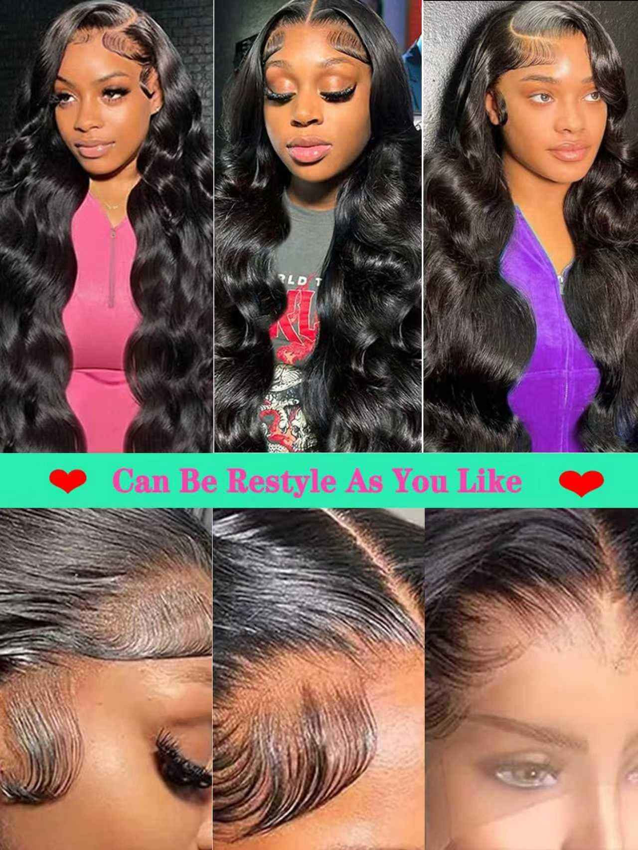 28 Inch 13x6 Lace Front Wigs Human Hair Pre Plucked 200 Density HD Transparent Front Wigs Human Hair Glueless Wigs Human Hair With Baby Hair for Women Natural Black