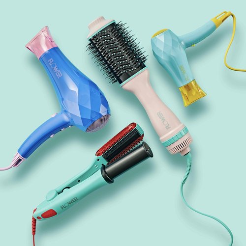 Flower Beauty Ceramic Hot Air Styling Brush - Professional Tangle-Free Styling Adds Volume & Shine While Drying Hair - 3 Heat & Cool Customizable Settings - For All Hair Types