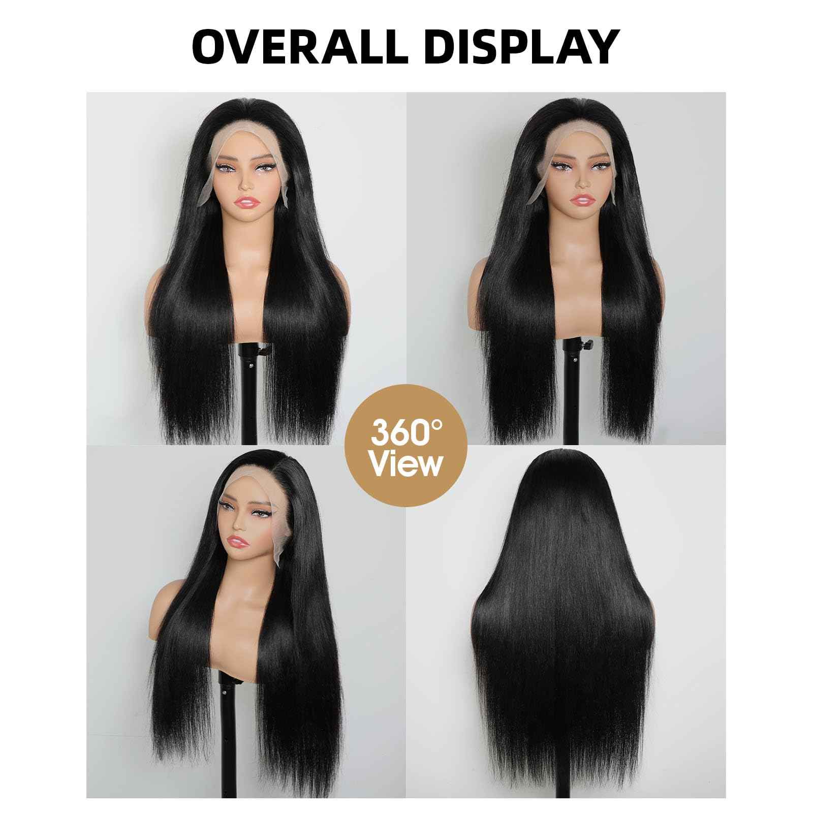 22 inch 13x6 Lace Front Wigs Human Hair 220 Density Straight Lace Front Wigs Human Hair 15A Grade Brazilian Virgin HD Transparent Lace Frontal Wigs Human Hair for Women Glueless Wigs Pre Plucked