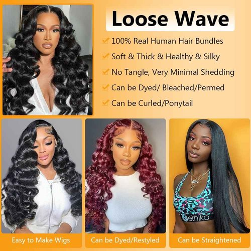 QTHAIR 16A Brazilian Loose Wave Hair Bundles With Closure (14 16 18+12inch) 3 Bundles with 4X4 Lace Closure Free Part Virgin Remy Hair Brazilian Weave Human Hair