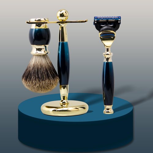 Danweix Premium Shaving Kit for Men - Luxury Complete Grooming Set, Safety Razor, Badger Hair Brush, Stand, Soap, Bowl, Replacement Heads