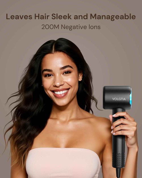 Volgtia Hair Dryer with Diffuser for Curly Hair, Blow Dryer, 110000 RPM Professional High Speed Hairdryer with Negative Ions, 1400W Blow Dryer with 6.5 Ft Cord Fast Drying for Women Men
