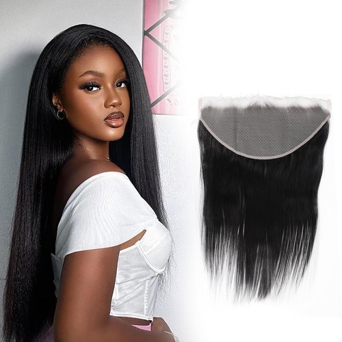 Filelf 13x4 Hd Lace Closure,Invisible Skinlike Swiss Lace Pre-Plucked Hairline Human Hair Frontal Glueless Design Straight Natural Black 12 Inch