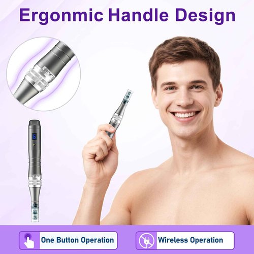 Microneedling Pen, 0.25mm DermaStamp System-Alternative -Men and Women with 0.25mm needle length for Hair & Beard1