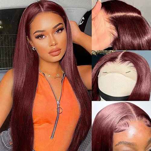 BAIICS 250 Density Ginger wig human hair Straight Lace Front Wigs Human Hair Pre Plucked 13x4 HD Transparent Lace Front Wigs Human Hair for Women Reddish Brown Lace Front Wigs HumanHair 22Inch