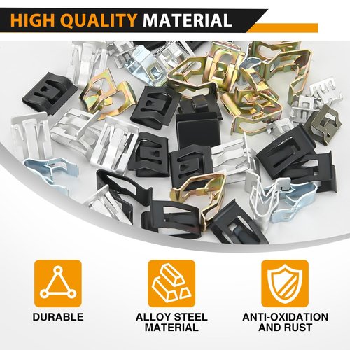 GOOACC 100Pcs 10 Sizes Metal Trim Clip Spring Moulding Clip Universal Auto Body Fastener Clip Compatible with GTI, Jetta, Passat, Phaeton, VW Audi 4A0-867-276A