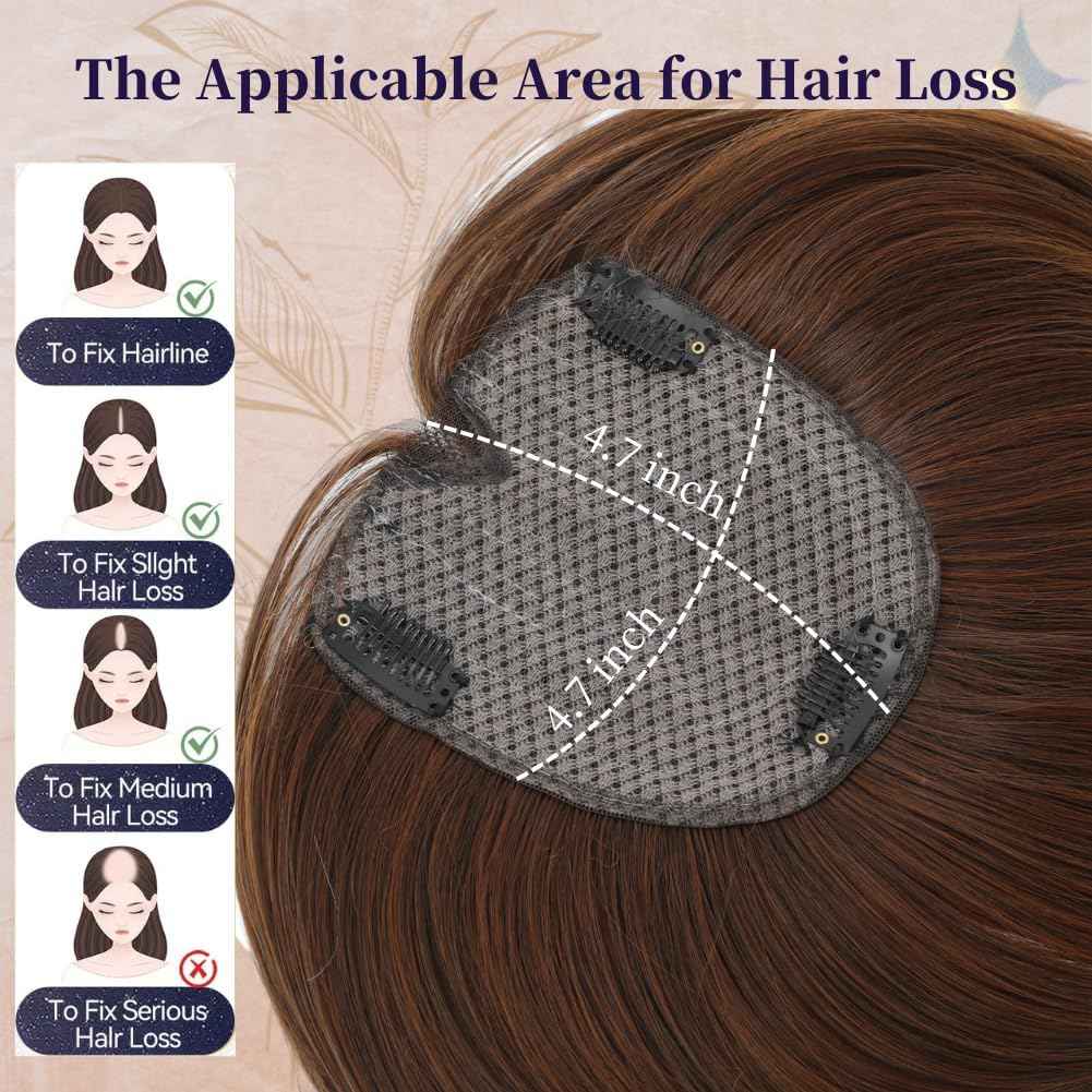 Mekylio Hair Toppers for Women Large Base Toppers Hair Pieces for Women with Thinning Hair Clip Ins Fake Bangs Perfect Solution for Thinning-hair and Stylish Upgrade 15 Inch