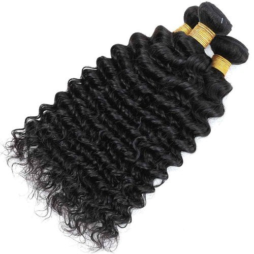 Condescension Brazilian Human Hair Bundles 26 28 30 Inch Deep Wave 3 Bundles Human Hair 100% Unprocessed Remy Brazilian Virgin Weave Hair Natural Black for Women