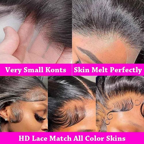 Lzlefho 24 Inch 13x6 Body Wave Lace Front Wigs Human Hair Pre Plucked 250% Density HD Lace Frontal Wig Human Hair For Women Body Wave Glueless Wigs With Baby Hair