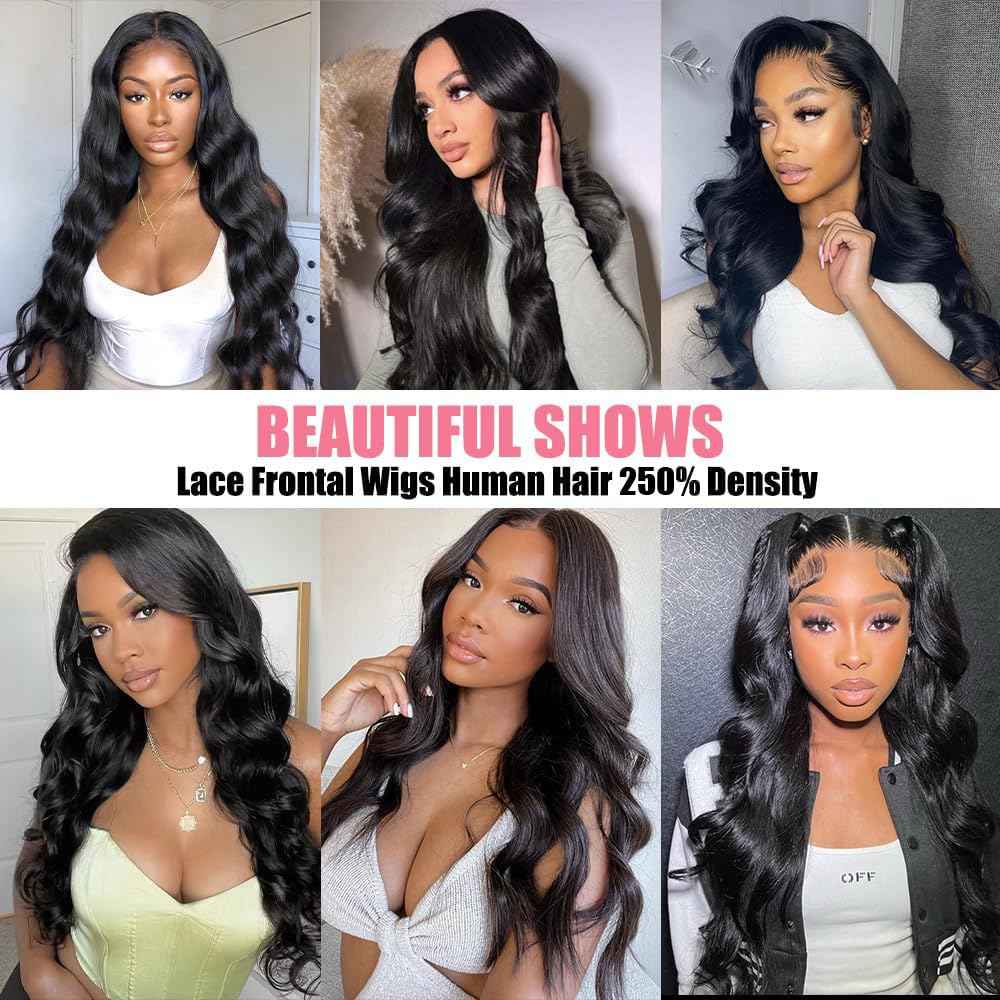 Holiden Body Wave Lace Front Wigs Human Hair Pre Plucked 100% Real Human Hair Wig 250 Density 13x5 HD Transparent Lace Frontal Wigs 28 inch for Black Women