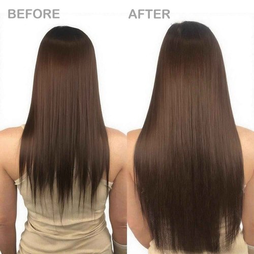 Ailiceehr Human Hair Clip in Hair Extensions #4 Chocolate Brown 80g 16inch Real Human Hair Extension Striaght 8Pcs Double Weft Thick and Soft.