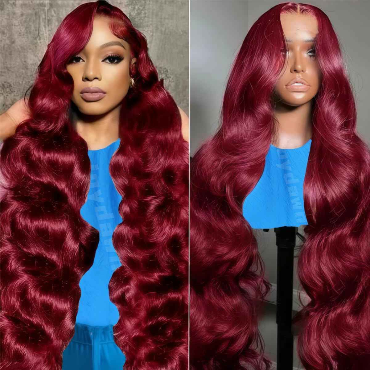 30 Inch 99J Burgundy Lace Front Wigs Human Hair 13x4 HD Body Wave Lace Front Wigs Human Hair 200% Density Pre Plucked 99j Burgundy Red Wine Glueless Human Hair Wigs for Women