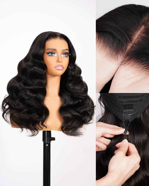 Megalook hair 6x5 Glueless Wigs Human Hair Pre Plucked Pre Cut 210% Density for Women Drawstring Wig Human Hair with Baby Hair Wear and Go Body Wave Wig Pre Plucked with Natural Hairline(20 Inch)