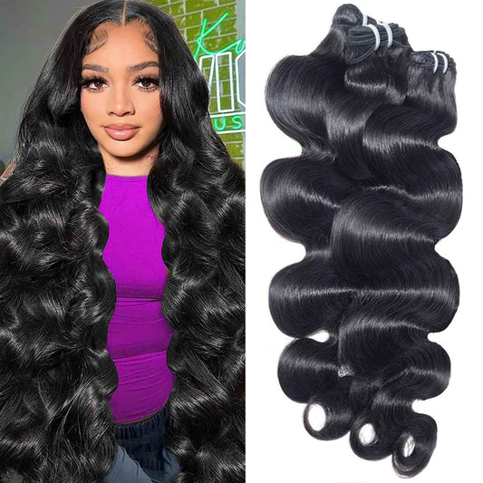 12A Human Hair Bundles 16 18 20 Inch Body Wave Bundles Human Hair 100% Unprocessed Brazilian Virgin Hair Real Human Hair Extensions Natural Black