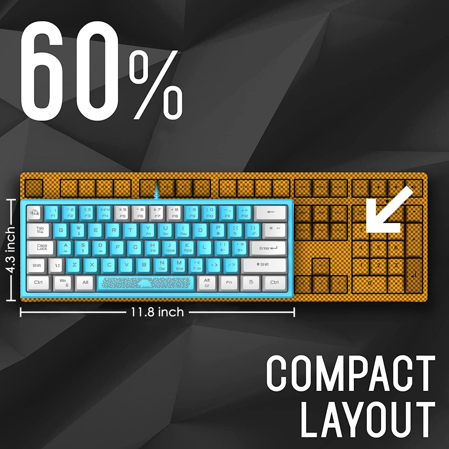 60% Gaming Keyboard and Mouse Combo Small Mini RGB Backlight Mechanical Feeling and Mechanical RGB 6400 DPI Honeycomb Optical Mouse,Gaming Mouse pad for Gamers and Typists Black