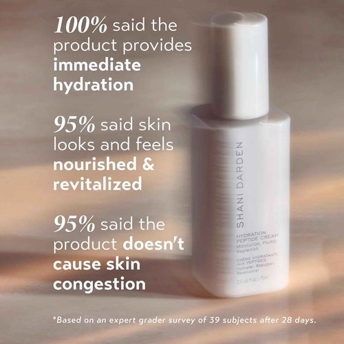 Shani Darden Hydration Peptide Cream, Oil-Free Face Moisturizer with Peptides, Squalane, Niacinamide & Ceramides for Normal to Dry Skin, Up to 72 Hours of Hydration Without Clogging Pores, 2.5 fl oz