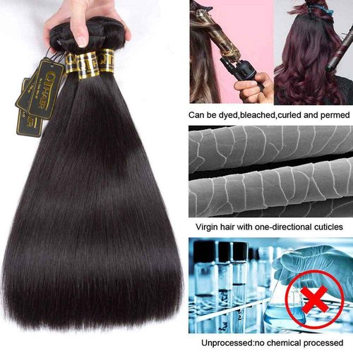 QTHAIR 16A Indian Straight Human Hair 20inch 100g Indian Virgin Hair Natural 100% Unprocessed Indian Straight Human Hair Bundles (20inch)