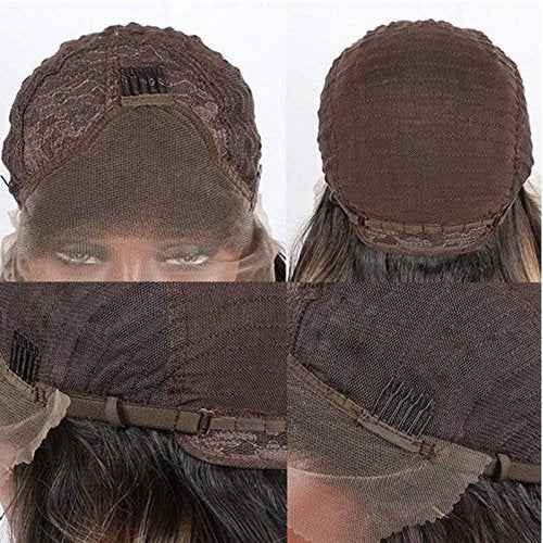 Highlight Blonde Box Braided Wig Micro Lace Front Wigs for Women Long Braid Synthetic Hair Wig Glueless Lace Wig Natural Hairline Synthetic Heat Resistant Fiber Hair for Women 26Inch(Brown)